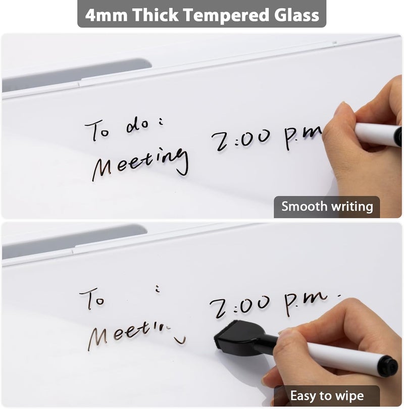 Varhomax Glass Desk Buddy Whiteboard with Storage, Small Dry Erase Desktop White Board Caddy to-do List Memo Notepad for Office, School and Home Office Supplies - Image 5